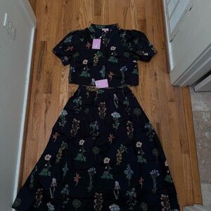 The Impeccable Pig Floral Two-Piece Set - Black and Multicolor